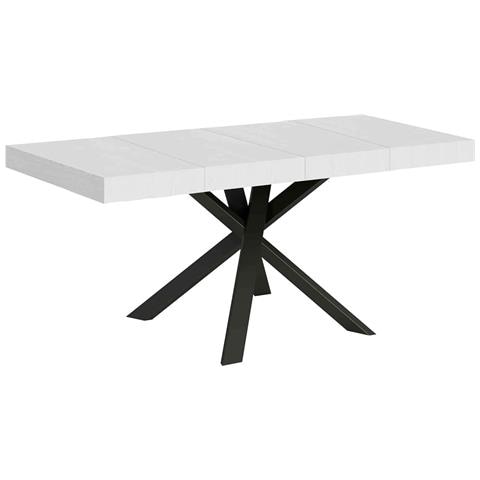Tavolo Allungabile 90x90/194 Cm Clerk Premium Piano Bianco Frassino - Gambe Antracite - Foto 1