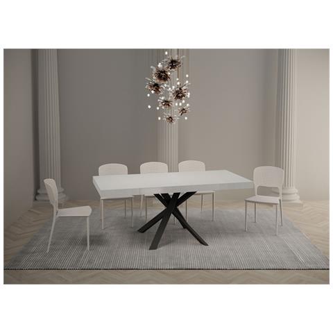 Tavolo Allungabile 90x90/194 Cm Clerk Premium Piano Bianco Frassino - Gambe Antracite - Foto 2
