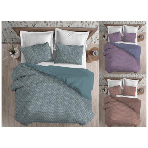 Copripiumino Sacco Piumone 100% Cotone Linea 3027 Fiori Provenzale Matrimoniale Grigio - Foto 2