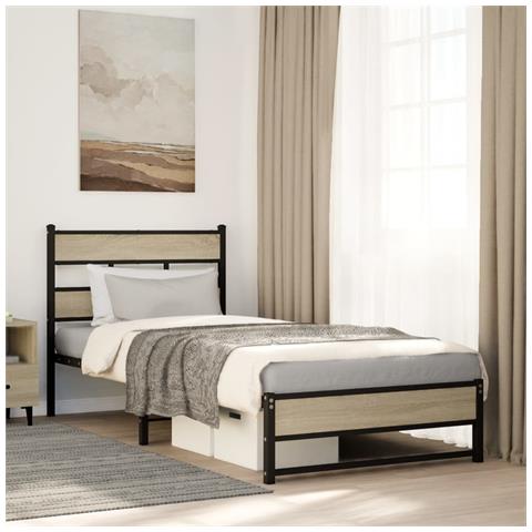 Giroletto Senza Materaso In Metallo Rovere Sonoma 100x200 Cm - Foto 1