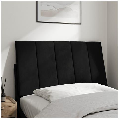 Cuscino Testiera Nero 80 Cm In Velluto - Foto 3