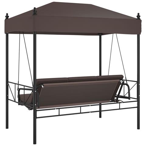 Panchina a Dondolo da Giardino Baldacchino Caff? in Acciaio - Foto 2