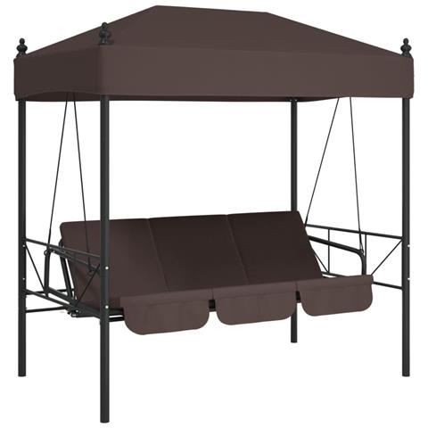 Panchina a Dondolo da Giardino Baldacchino Caff? in Acciaio - Foto 1