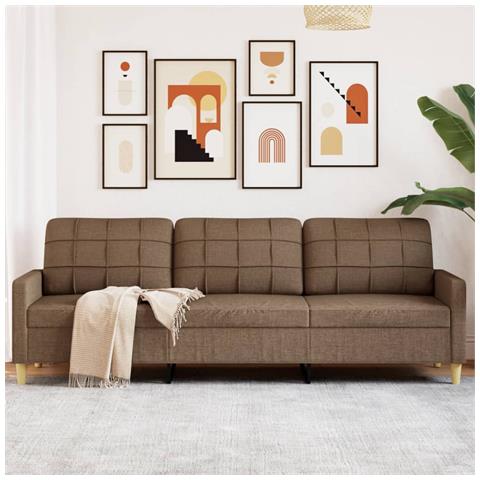 Divano A 3 Posti Marrone 210 Cm In Tessuto - Foto 1
