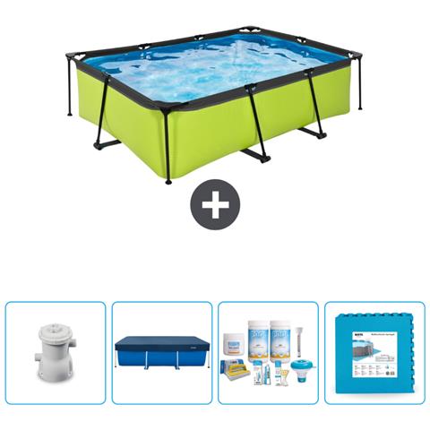 Piscina Fuori Terra - Rettangolo - 220x150x65 Cm - Groen - Include Accessori Coordinati Cb60 - Foto 1