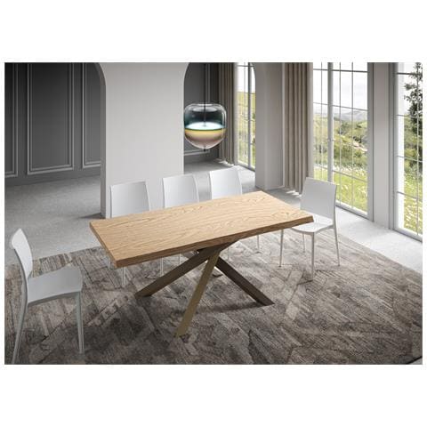 Tavolo Fisso 90x180 Cm Versalux Scortecciato Rovere Gambe 4/c - Foto 5