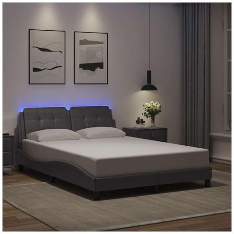 Lusso Casadino - Giroletto Con Led Senza Materasso Zadar Grigio 140x200 Cm - Foto 8