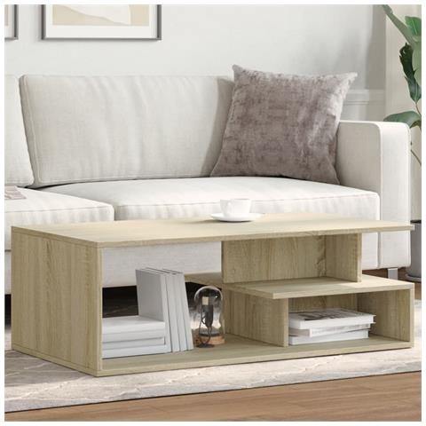 Lusso Casadino -  Tavolino Salotto Rovere Sonoma 102x55x35cm In Legno Multistrato - Foto 8