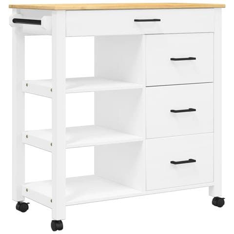 Carrello Da Cucina Monza 84x40x88,5 Cm In Legno Massello Di Pino - Foto 1