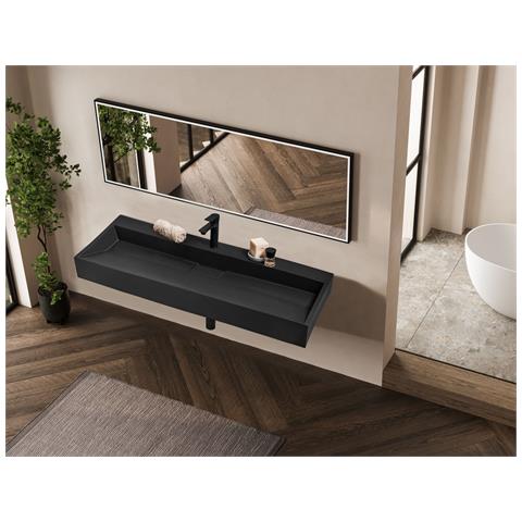 Lavabo A Parete Nero 120 X 46 Cm Quenko - Foto 1
