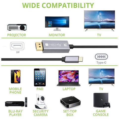 Cavo Adattatore USB-C 3.2 a Displayport 1.4 8K@ 60Hz 1,8 m - Foto 2