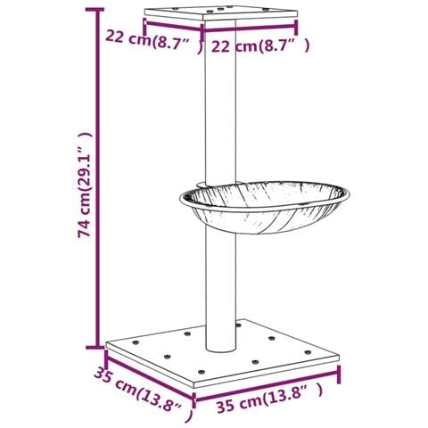 Albero per Gatti con Palo Tiragraffi in Sisal Crema 74 cm - Foto 9