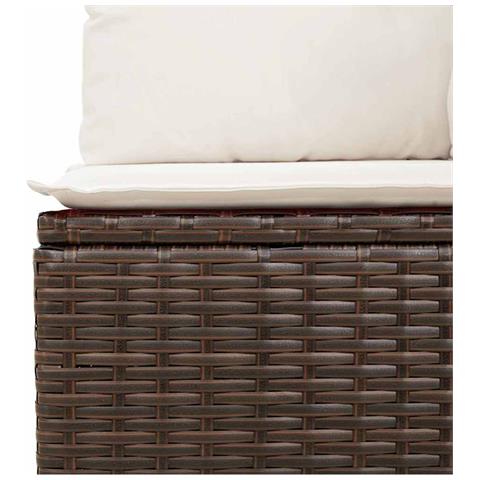 Set divano da giardino  6 pezzi con cuscini marrone polyrattan, Divano da giardino 2 posti  con stoccaggio e cuscini marrone polyrattan - Foto 9