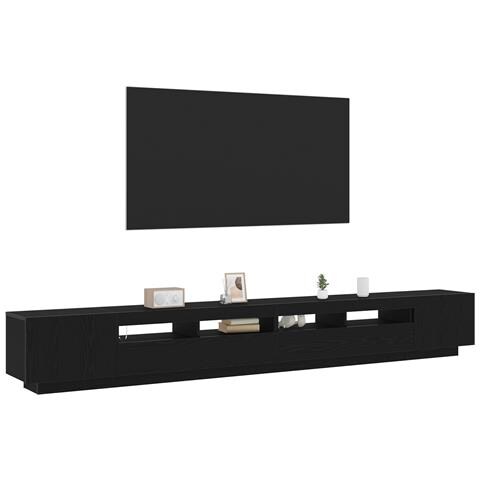 Mobile TV con Luci LED Nero Rovere 300x35x40 cm in Legno Ingegnerizzato - Foto 2