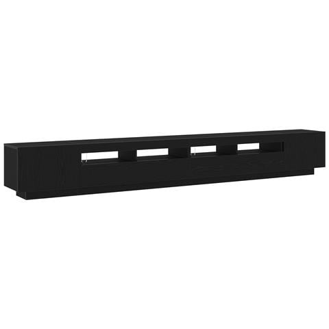 Mobile TV con Luci LED Nero Rovere 300x35x40 cm in Legno Ingegnerizzato - Foto 1