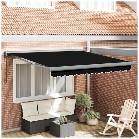 Tenda Retrattile Automatica Nera 350x250 cm, Tessuto di ricambio per tenda  per telaio 3,5x2,5 m Nero - Foto 2