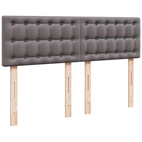 Struttura Letto Pouf con Materasso Grigio 140x190 cm Similpelle - Foto 9
