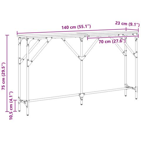 Tavolo Console Legno Vecchio 140x23x75 cm Legno Ingegnerizzato - Foto 9