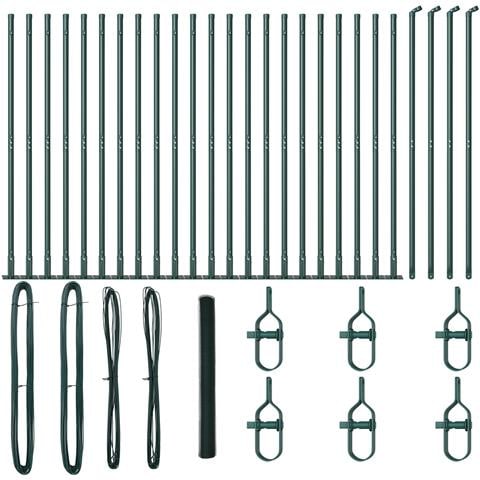 Recinzione Esagonale  Verde 1,5 x 50 m Acciaio, Pali per Recinzione  con Piastra di Base 13 pz Ø32mm 83,5cm Acciaio Zincato - Foto 1