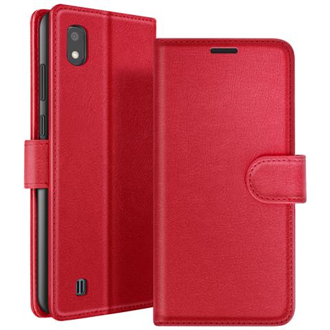 Custodia A Portafoglio Per Galaxy A10 Con Funzione Supporto E Linguetta Magnetica, Rosso - Foto 1