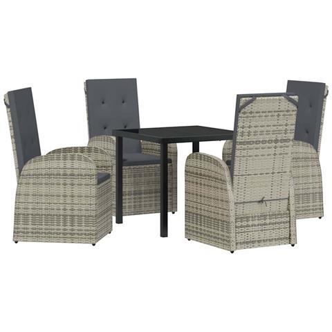 Set da Pranzo per Giardino con cuscino 5 pcs Grigio polyrattan - Foto 1