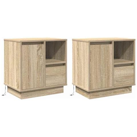 Armadio da Notte con 2 pcs rovere sonoma 50 x 34.5 x 50 cm. - Foto 1