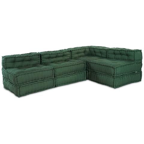 Pouf modulari  4 pz Verde in tessuto - Foto 1