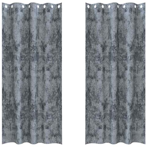 Tenda con tende 2 pcs Grigio argento 225 x 140 cm Velluto - Foto 1