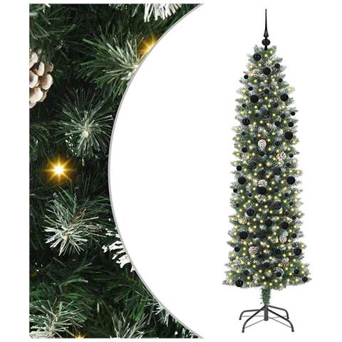 Albero di Natale Artificiale Sottile Verde e Bianco 240 cm - Foto 1