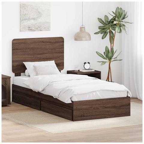 Letto con Contenitore con testiera Rovere Marrone 100 x 200 cm - Foto 2