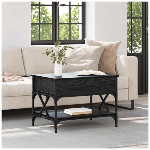 Tavolino da salotto Rovere Nero 70x50x50cm Legno multistrato - Foto 2