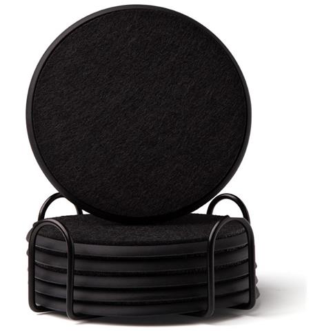 Set Di 6 Sottobicchieri Rotondi In Silicone E Feltro Con Supporto - Resistenti Al Calore E Antiscivolo Black - Foto 1
