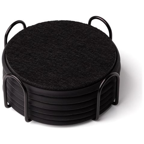 Set Di 6 Sottobicchieri Rotondi In Silicone E Feltro Con Supporto - Resistenti Al Calore E Antiscivolo Black - Foto 2