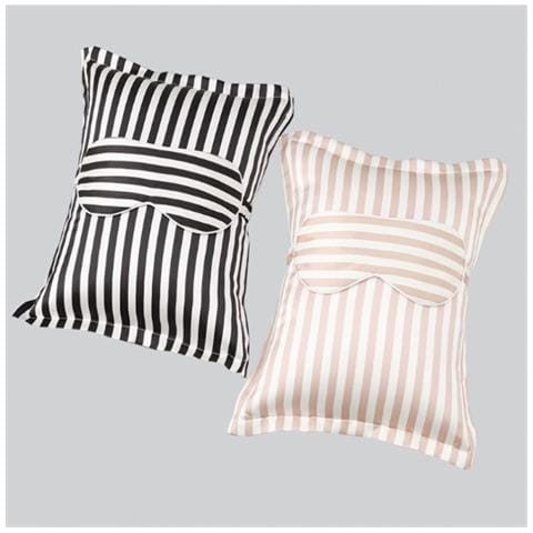 Set Mascherina E Federa In Seta A Righe - Compagno Di Sonno Da Viaggio White+pink - Foto 7