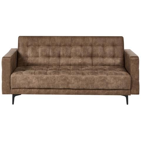 Divano Letto 3 Posti Aberdeen Pelle Sintetica Marrone - Foto 2