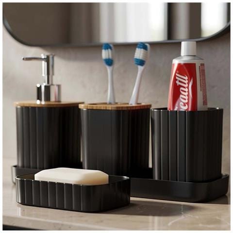 Set Di Accessori Da Bagno 5 Pezzi Portaspazzolino E Bicchiere - Foto 5