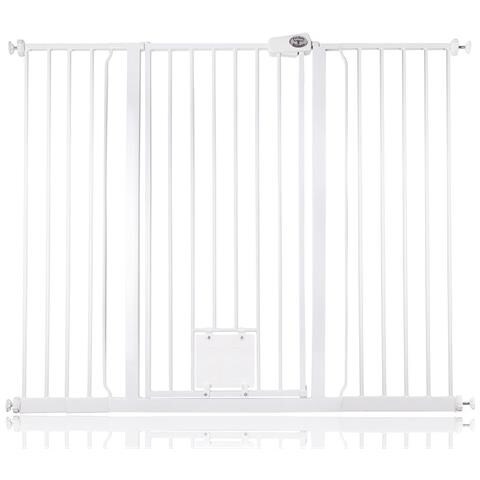 Bettacare Cancelletto Per Animali Con Gattaiola Bloccabile, 133.2cm - 140.8cm, Bianco, Altezza Di 104cm - Foto 1