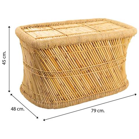 Tavolino In Bambù Marrone 79x48x45h - Foto 5