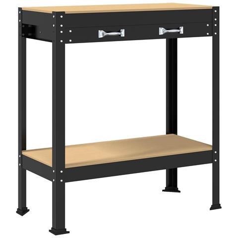 Banco da lavoro con cassetto Nero 80 x 40 x 91 cm - Foto 1