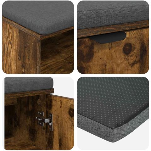 Panca per ingresso con porta Quercia Affumicata 80 x 38 x 46 cm - Foto 9