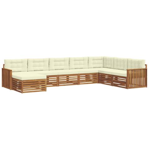 Set divani 8 pcs Naturale e Crema Legno di Acacia Massello - Foto 1