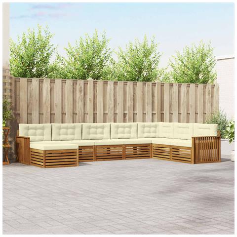 Set divani 8 pcs Naturale e Crema Legno di Acacia Massello - Foto 2