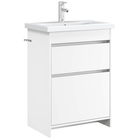 Mobiletto da Bagno Sotto Lavabo Bianco 56 x 37,5 x 81 cm - Foto 2
