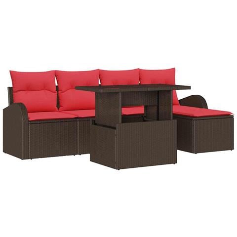 Set Divano da Giardino 6 pcs Marrone polyrattan - Foto 1
