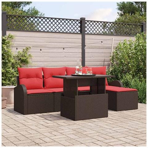 Set Divano da Giardino 6 pcs Marrone polyrattan - Foto 2