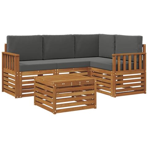 Set di divani da esterno con cuscino 5 pcs Naturale e Antracite - Foto 1