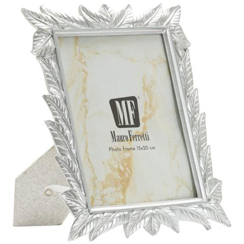 Cornice Portafoto Leavy Argento Con Decoro A Foglie Scolpite 15x20 Cm - Foto 1