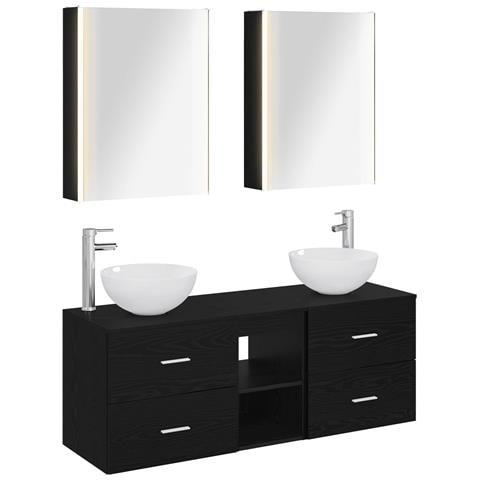 Set di mobili per il bagno 5 pcs Rovere Nero - Foto 1