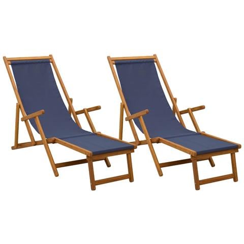 Lettino prendisole pieghevole 2 pcs 3 Posizione Blu - Foto 1