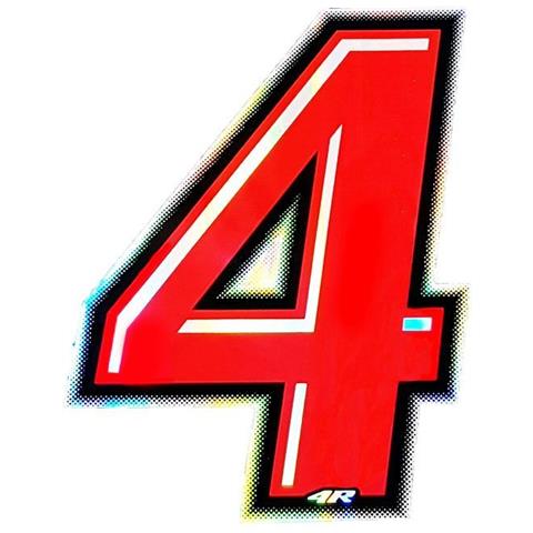 Numero 4 Adesivo Slim Olografico Rosso, 10 x 6,5 cm - Foto 1